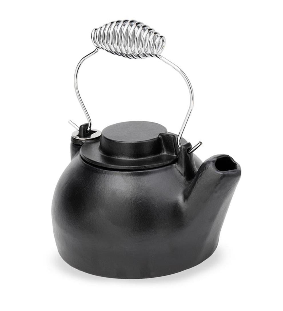 Plow &amp; Hearth Wood Stove Accessories | Fireplace &amp; Hearth Porcelain Steamer Kettle, 2.5-Quart - Black
