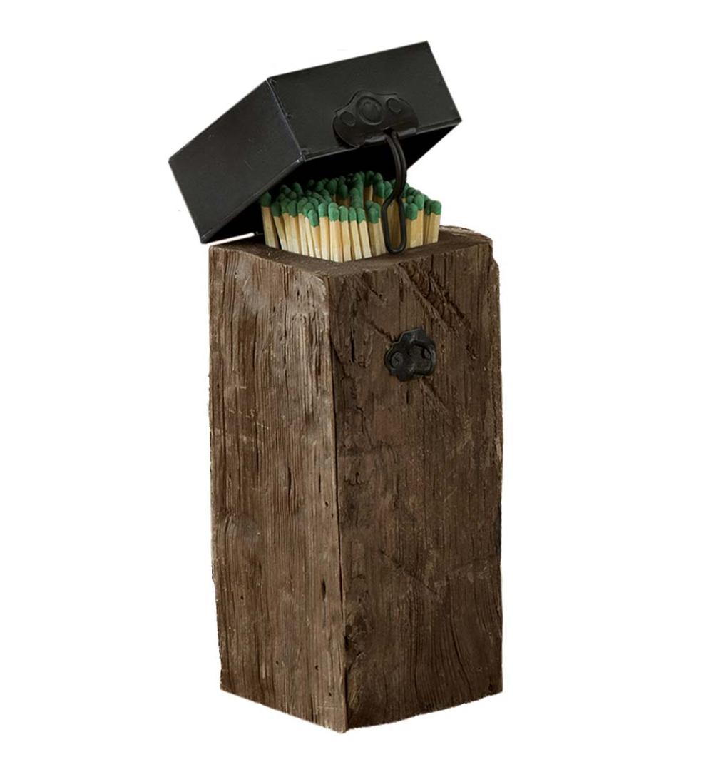 Plow &amp; Hearth Wood Stove Accessories | Fireplace &amp; Hearth Recycled Wood And Iron Fireplace Match Holder