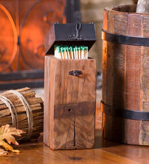 Plow &amp; Hearth Wood Stove Accessories | Fireplace &amp; Hearth Recycled Wood And Iron Fireplace Match Holder