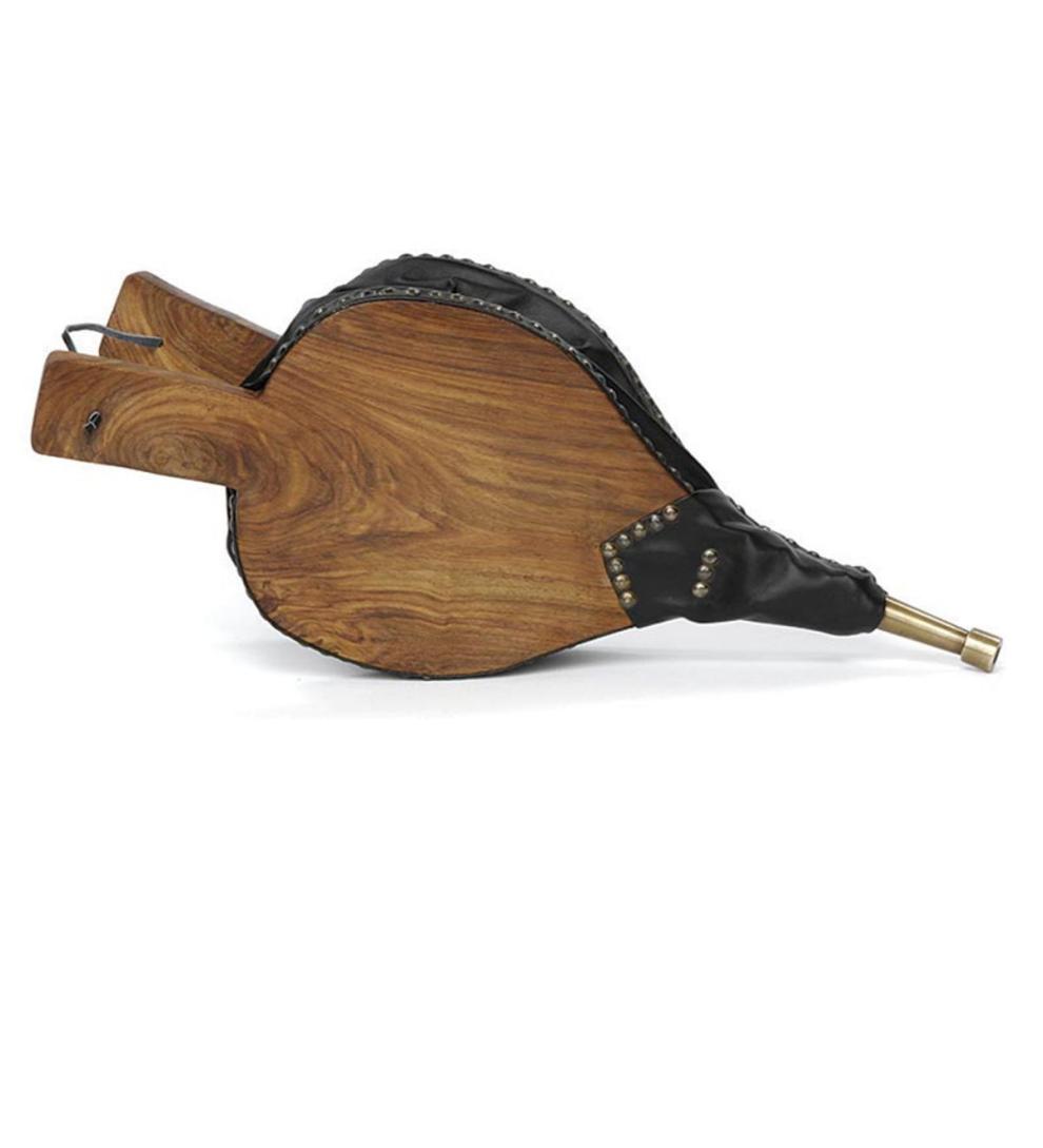 Plow &amp; Hearth Wood Stove Accessories | Fireplace &amp; Hearth Wood And Leather Log Cabin Style Bellow