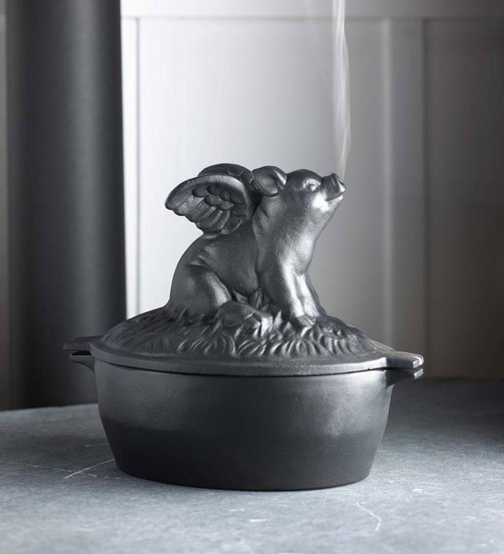 Plow &amp; Hearth Woodstove Steamers | Fireplace &amp; Hearth Cast Iron Flying Pig Wood Stove Steamer