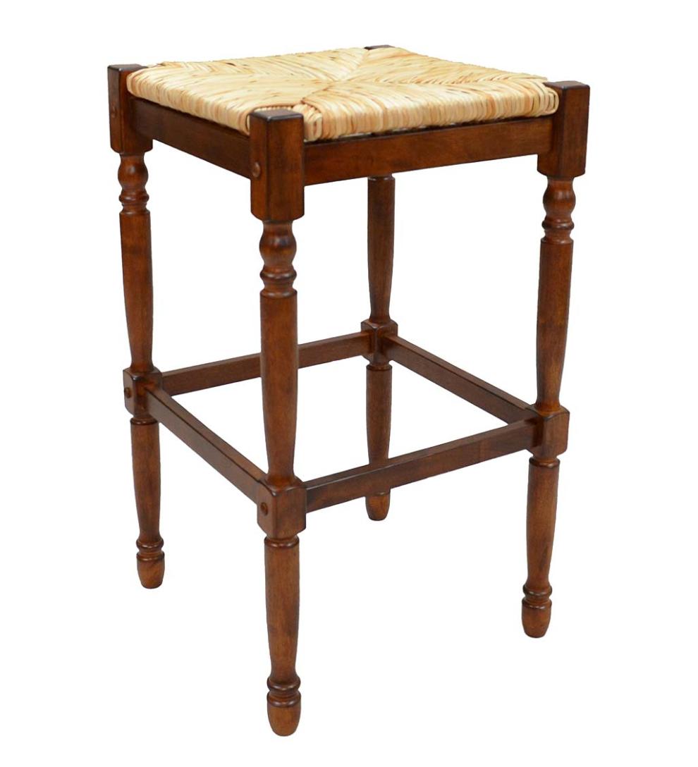 Plow &amp; Hearth Kitchen &amp; Bar Stools | Indoor Living 29"-High Counter Stool With Handwoven Rush Seat - Antique Black