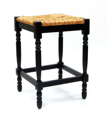 Plow &amp; Hearth Kitchen &amp; Bar Stools | Indoor Living 24"-High Counter Stool With Handwoven Rush Seat - Antique Black