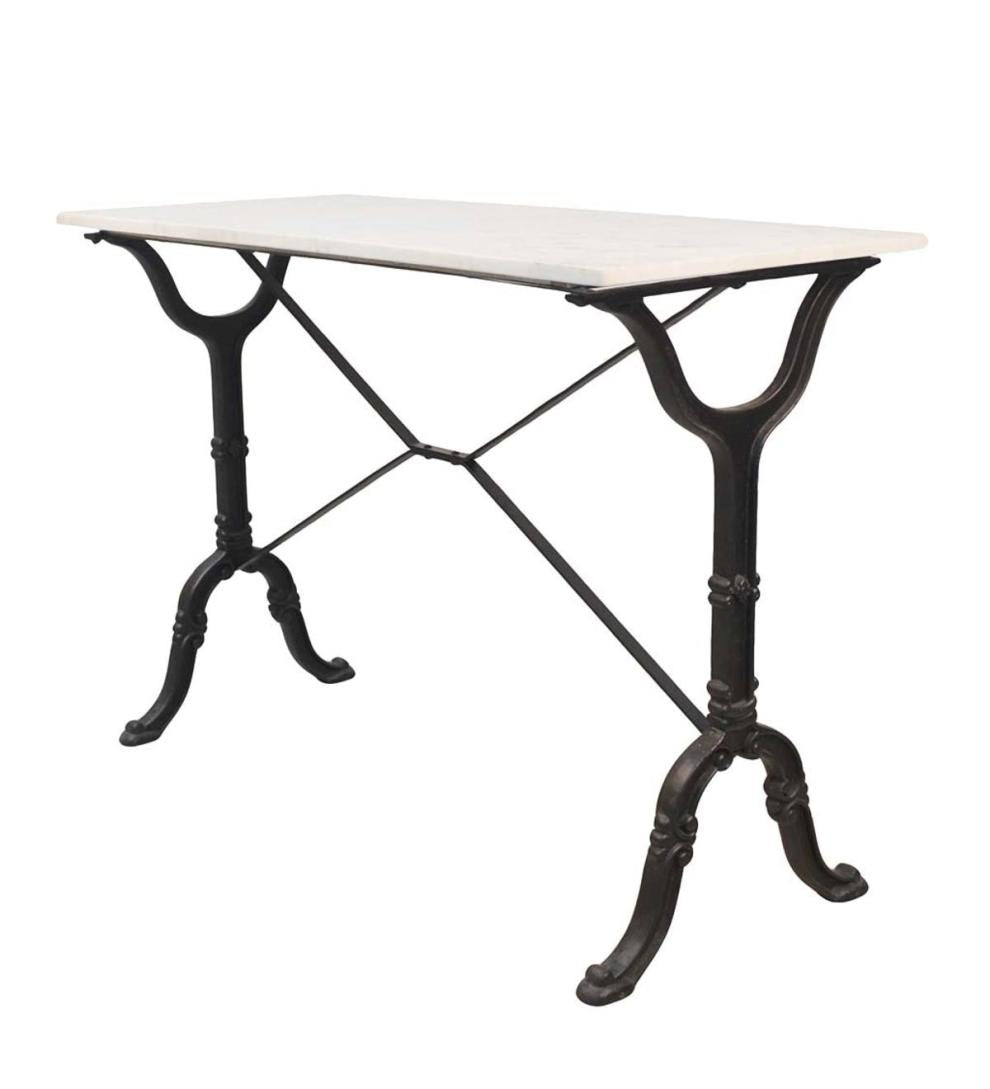 Plow &amp; Hearth Home Office | Indoor Living 30"-High Marble-Top Cast Iron Console Table - White