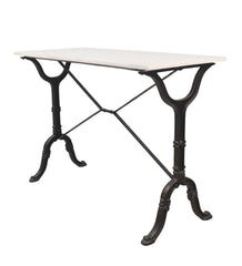 Plow &amp; Hearth Home Office | Indoor Living 30"-High Marble-Top Cast Iron Console Table - White