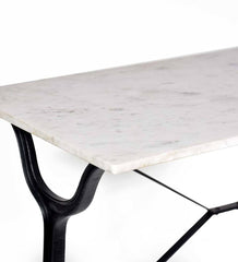 Plow &amp; Hearth Home Office | Indoor Living 30"-High Marble-Top Cast Iron Console Table - White