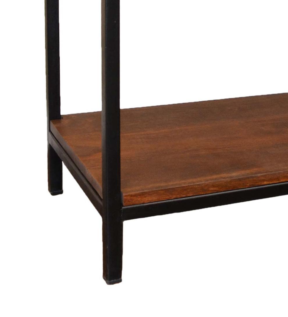 Plow &amp; Hearth Accent Tables | Indoor Living 30" High Three-Shelf Wood And Metal Bookcase/Console - Chestnut