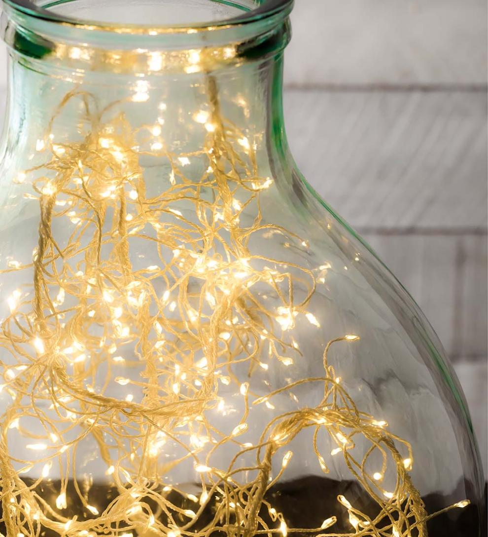 Plow &amp; Hearth Deck &amp; Patio Accents | Outdoor Living Electric Cluster Lights, 480 Warm White Leds On Bendable Wire, 10'L - Black