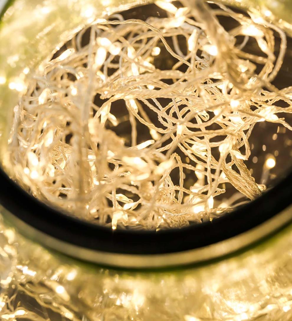 Plow &amp; Hearth Deck &amp; Patio Accents | Outdoor Living Electric Cluster Lights, 480 Warm White Leds On Bendable Wire, 10'L - Black