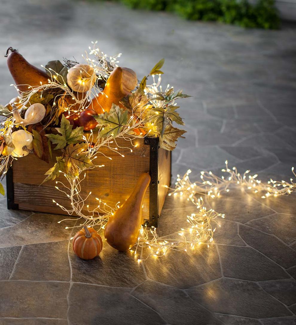 Plow &amp; Hearth Deck &amp; Patio Accents | Outdoor Living Electric Cluster Lights, 480 Warm White Leds On Bendable Wire, 10'L - Black