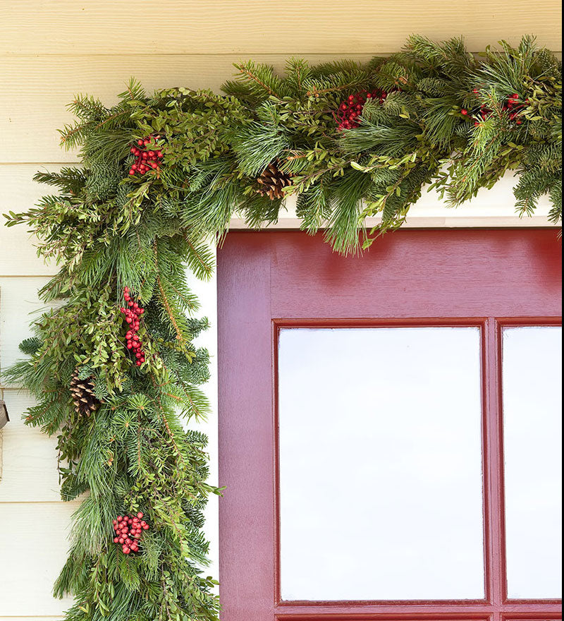 Plow &amp; Hearth Deck &amp; Patio Accents | Outdoor Living Holiday Woodland Evergreens 12'L Garland