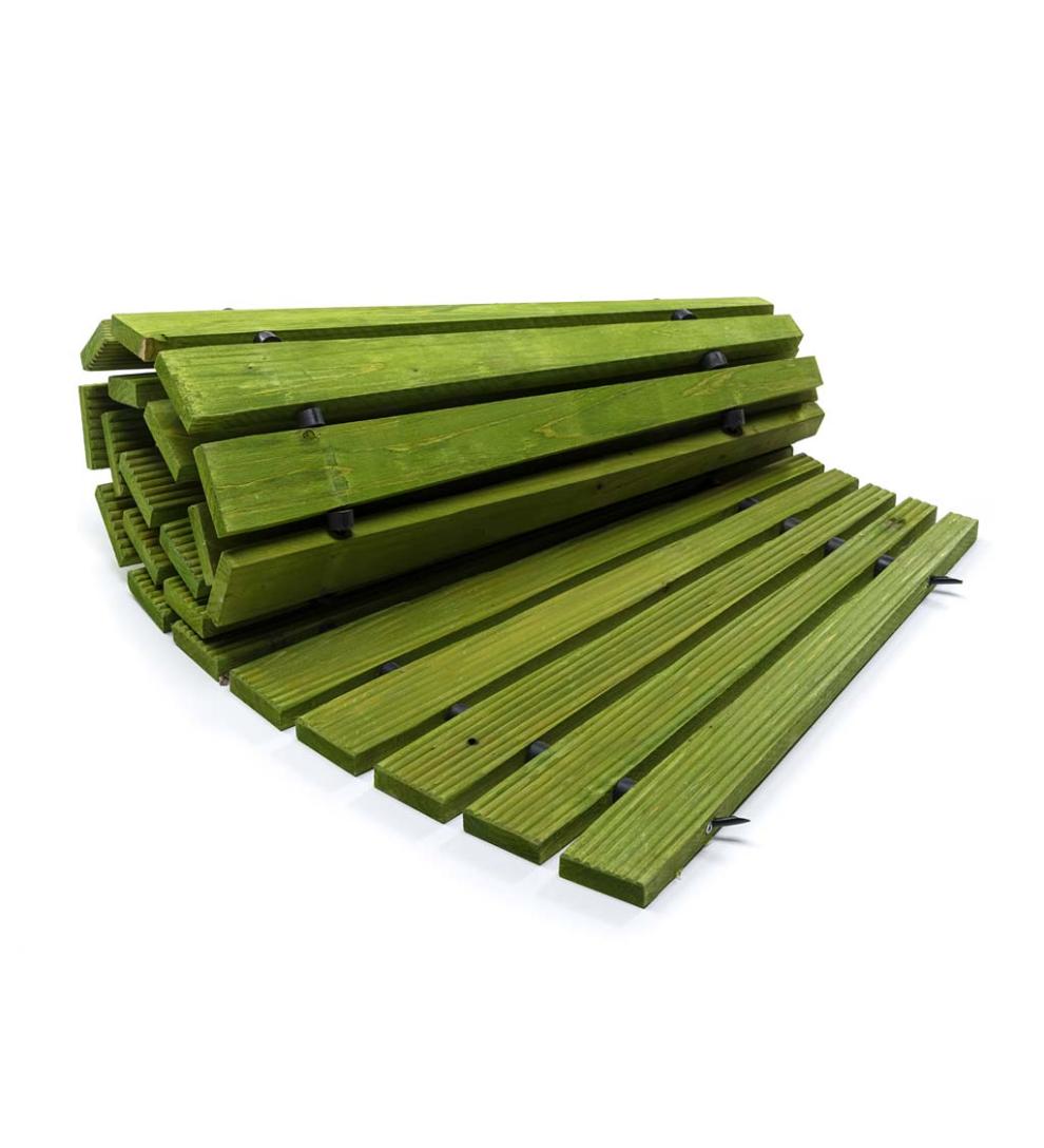 Plow &amp; Hearth Gardenworks® | Yard &amp; Garden 4'L Roll-Out Green Curved Hardwood Pathway