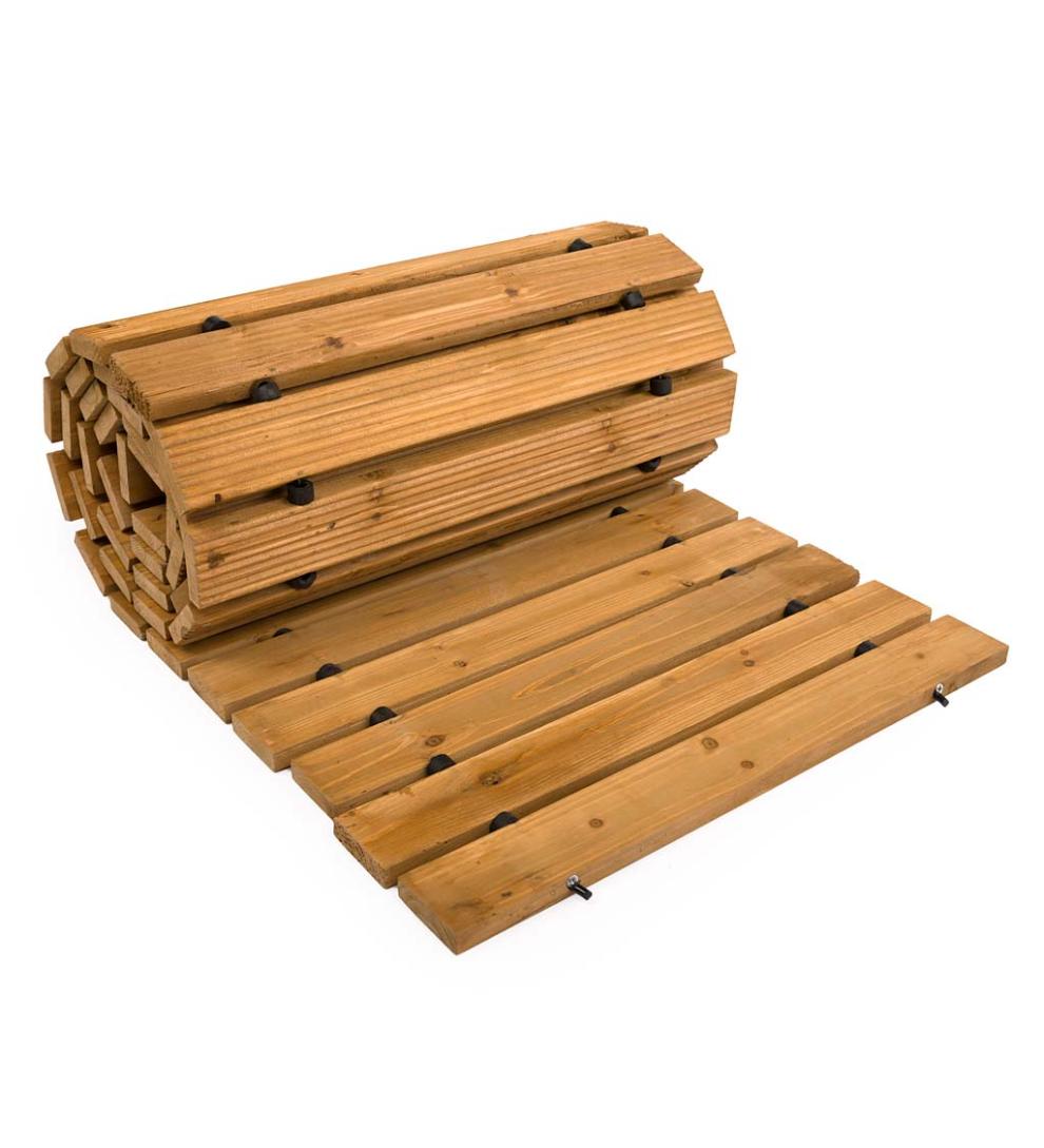 Plow &amp; Hearth Gardenworks® | Yard &amp; Garden 12' Natural Portable Roll-Out Straight Hardwood Pathway