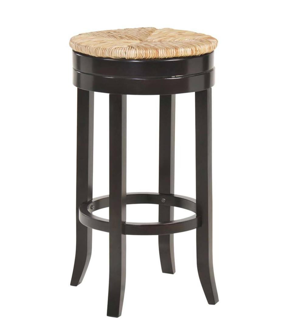Plow &amp; Hearth Kitchen &amp; Bar Stools | Indoor Living 30" Round Rush Seat Swivel Bar Stool - Antique Black