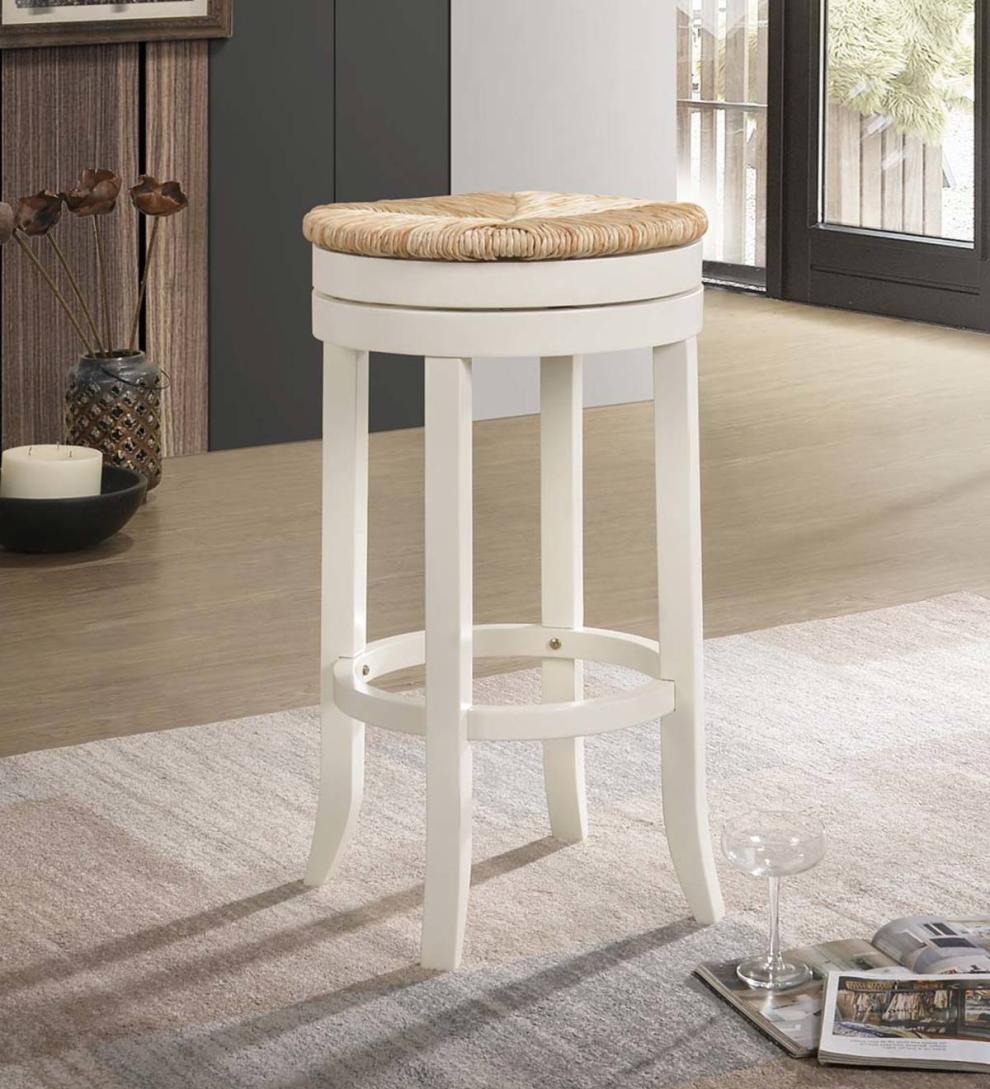 Plow &amp; Hearth Kitchen &amp; Bar Stools | Indoor Living 30" Round Rush Seat Swivel Bar Stool - Antique Black