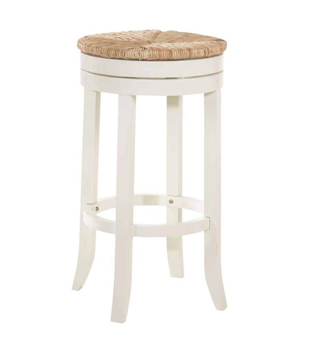 Plow &amp; Hearth Kitchen &amp; Bar Stools | Indoor Living 30" Round Rush Seat Swivel Bar Stool - Antique Black