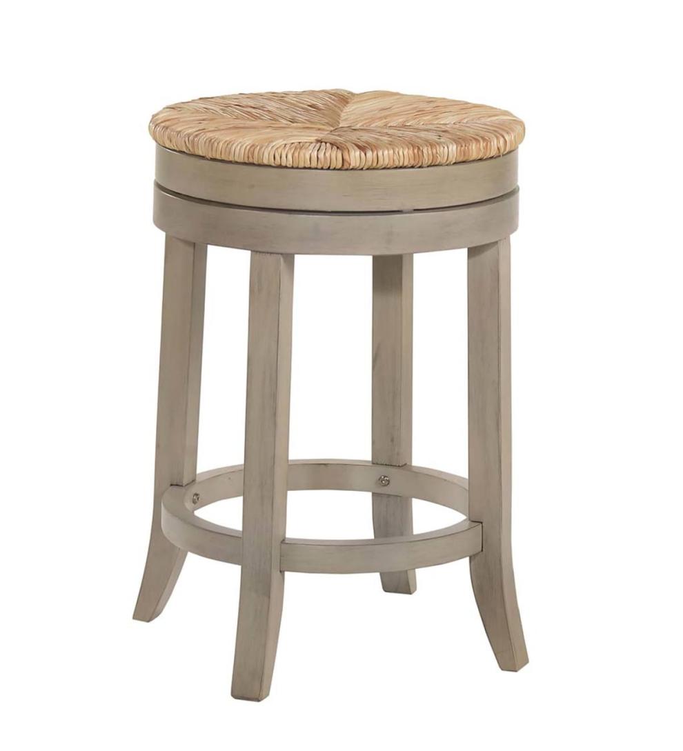 Plow &amp; Hearth Kitchen &amp; Bar Stools | Indoor Living 24" Round Rush Seat Swivel Counter Stool - Antique Black
