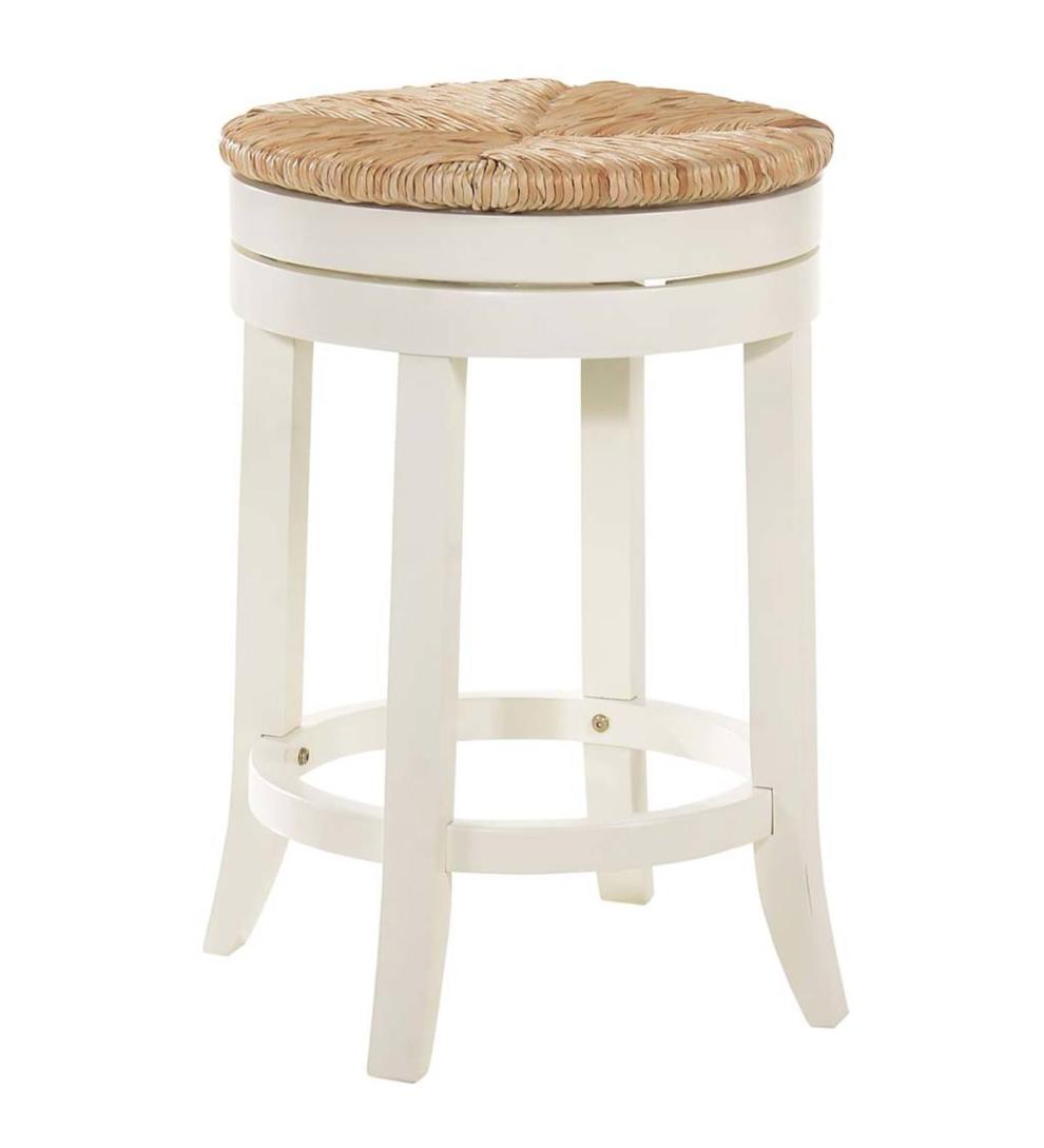 Plow &amp; Hearth Kitchen &amp; Bar Stools | Indoor Living 24" Round Rush Seat Swivel Counter Stool - Antique Black