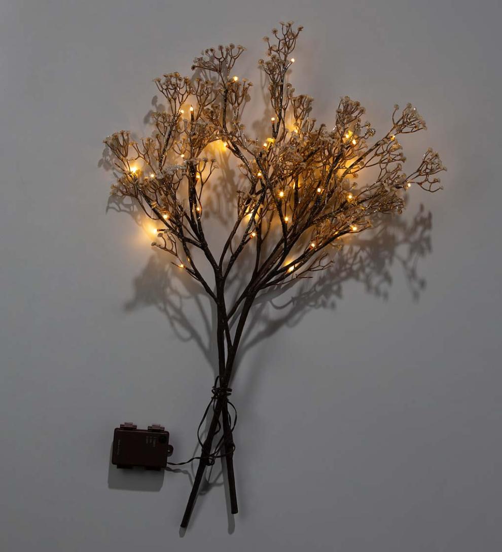 Plow &amp; Hearth Home Accents | Indoor Living Indoor/Outdoor Lighted Baby'S Breath Branches, Set Of 2