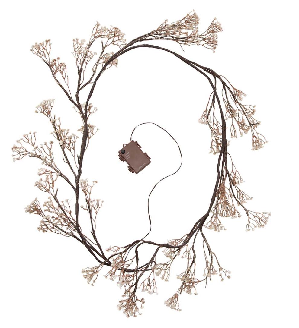 Plow &amp; Hearth Home Accents | Indoor Living Indoor/Outdoor Lighted Baby'S Breath Garland With Timer