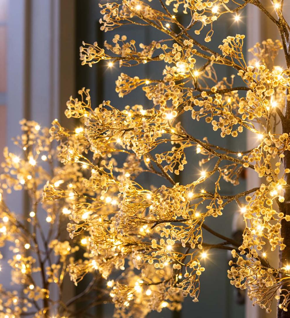 Plow &amp; Hearth Home Accents | Indoor Living Indoor/Outdoor Electric Lighted Baby'S Breath Trees