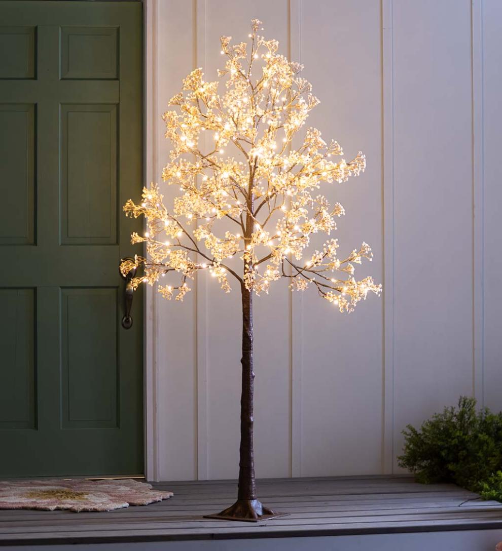 Plow &amp; Hearth Home Accents | Indoor Living Indoor/Outdoor Electric Lighted Baby'S Breath Trees