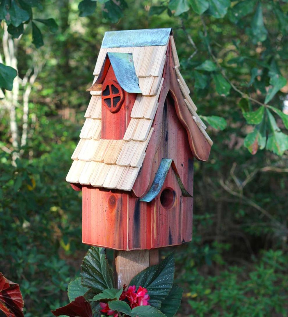 Plow &amp; Hearth Birdhouses | Yard &amp; Garden Boyd'S Bungalow Cypress Birdhouse - Blue