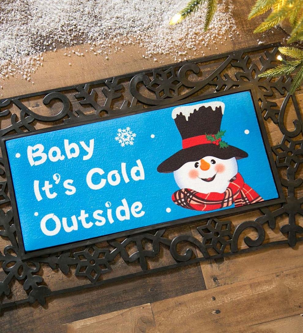 Plow &amp; Hearth Doormats &amp; Boot Trays | Outdoor Living Baby It'S Cold Outside Snowman Sassafras Switch Mat