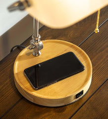 Plow &amp; Hearth Home Accents | Indoor Living Banker'S Desk Lamp With Wireless Charging Station