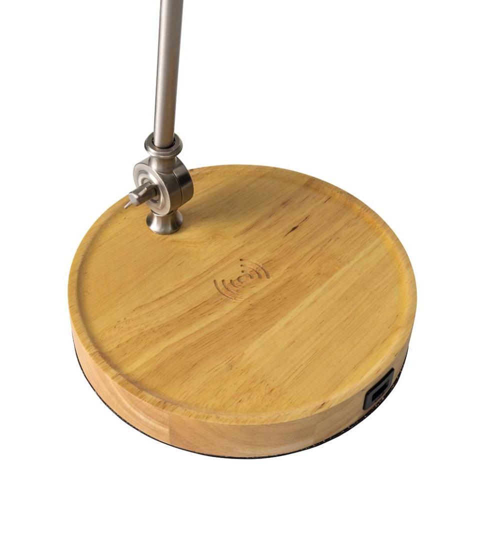 Plow &amp; Hearth Home Accents | Indoor Living Banker'S Desk Lamp With Wireless Charging Station