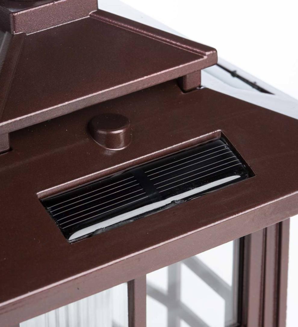 Plow &amp; Hearth Outdoor Lamps &amp; Lighting | Outdoor Living 3-In-1 Solar Lanterns With Shepherd'S Hook/Ground Stake, Set Of 2 - Bronze