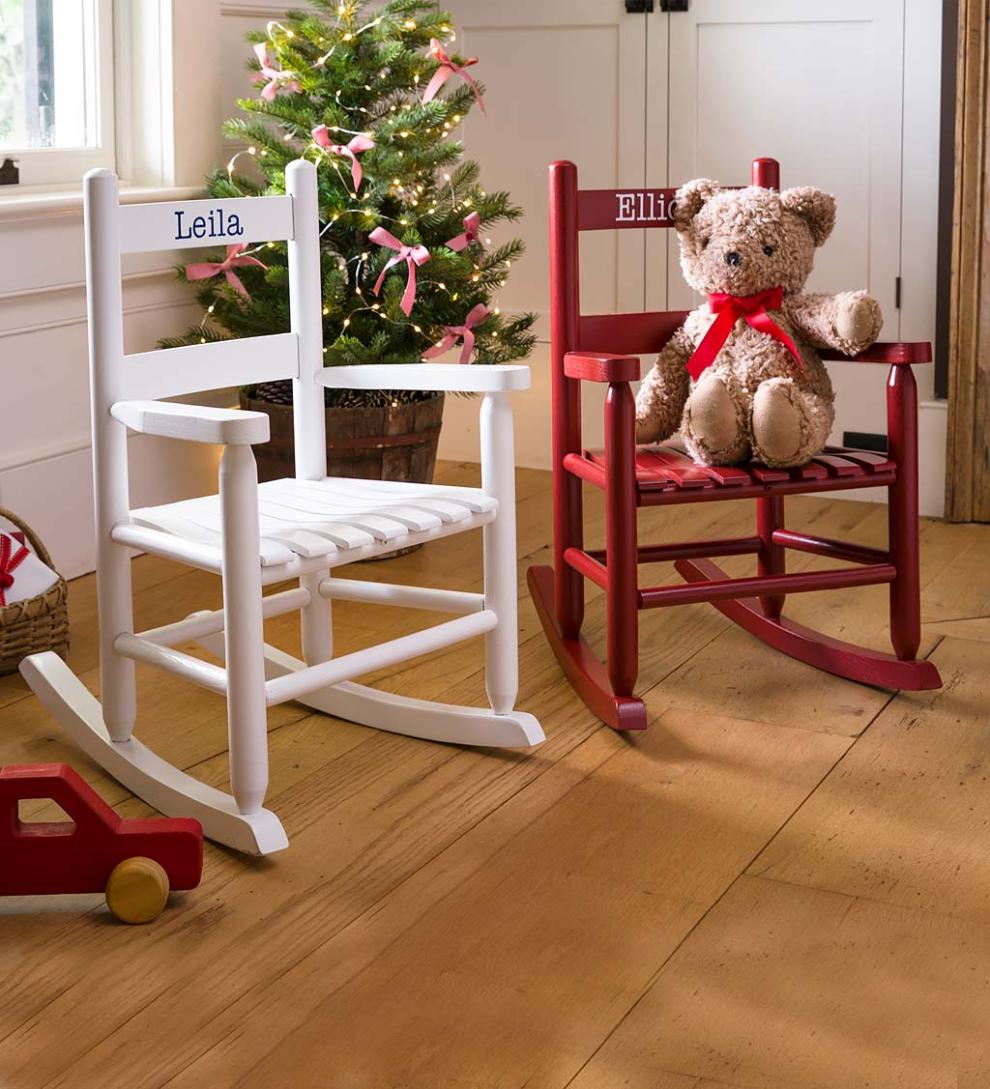 Plow &amp; Hearth Chairs &amp; Rockers | Indoor Living Child'S Oak Ladderback Rocker - Optional Personalization