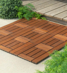 Plow &amp; Hearth Doormats &amp; Boot Trays | Outdoor Living 12" Sq. Eucalyptus Wood Tiles, Box Of 12