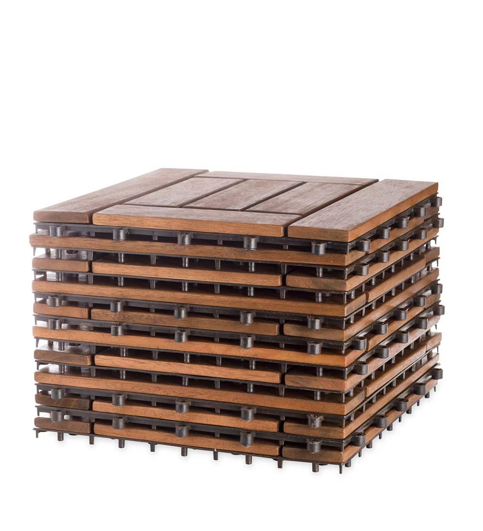 Plow &amp; Hearth Doormats &amp; Boot Trays | Outdoor Living 12" Sq. Eucalyptus Wood Tiles, Box Of 12