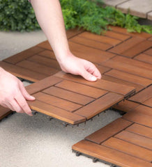 Plow &amp; Hearth Doormats &amp; Boot Trays | Outdoor Living 12" Sq. Eucalyptus Wood Tiles, Box Of 12