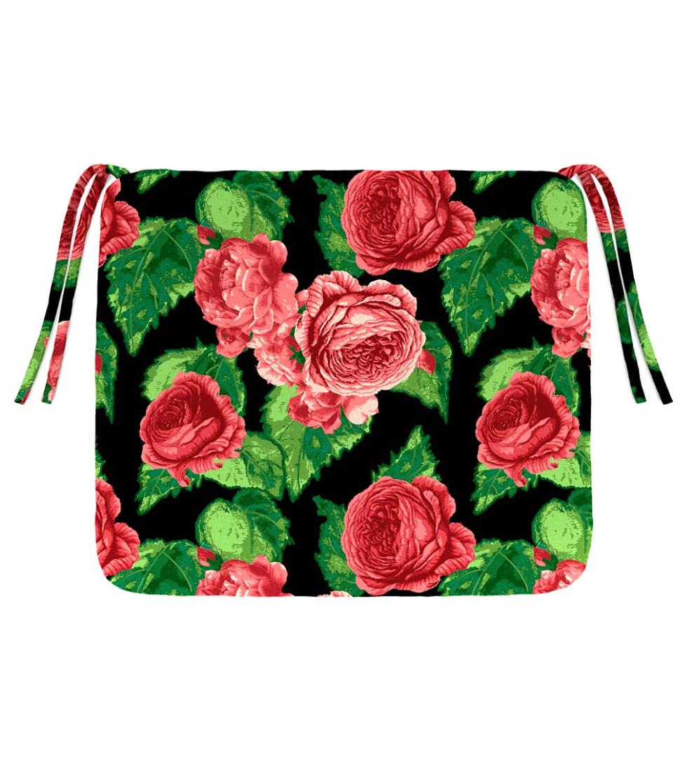 Plow &amp; Hearth Outdoor Furniture Cushions | Outdoor Living Polyester Classic Chair Cushions With Ties, 16" Sq. X 3" - Forest Hydrangea