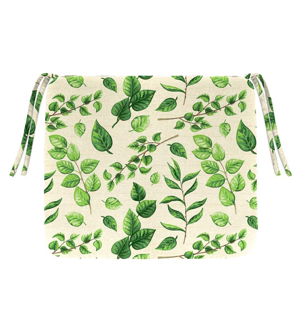 Plow &amp; Hearth Outdoor Furniture Cushions | Outdoor Living Polyester Classic Chair Cushions With Ties, 16" Sq. X 3" - Forest Hydrangea