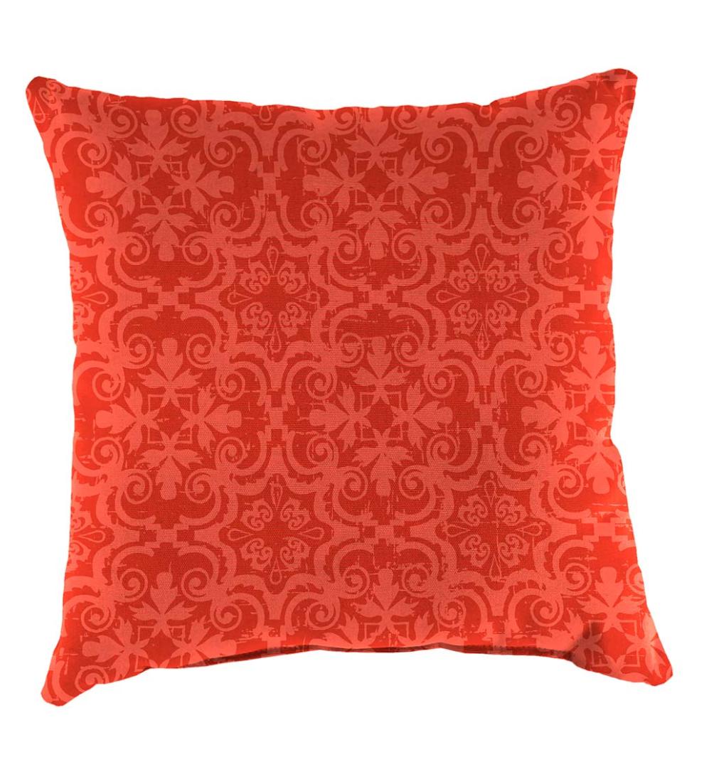 Plow &amp; Hearth Outdoor Furniture Cushions | Outdoor Living Polyester Classic Throw Pillow, 15" Sq. X 7" - Rose Garden
