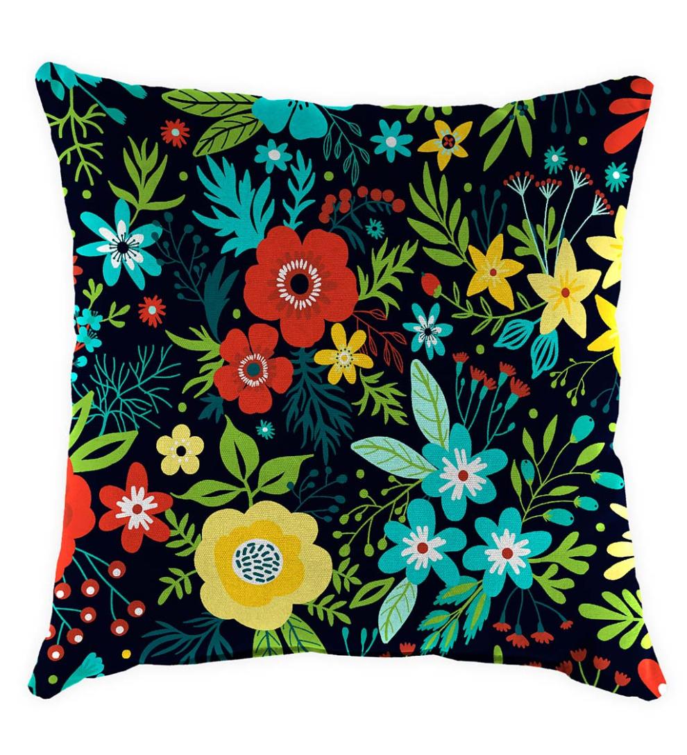 Plow &amp; Hearth Outdoor Furniture Cushions | Outdoor Living Polyester Classic Throw Pillow, 22" Sq. X 8" - Forest Green