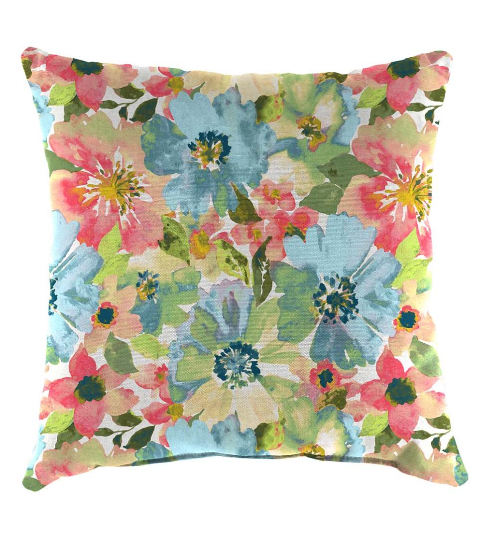 Plow &amp; Hearth Outdoor Furniture Cushions | Outdoor Living Polyester Classic Throw Pillow, 22" Sq. X 8" - Forest Green