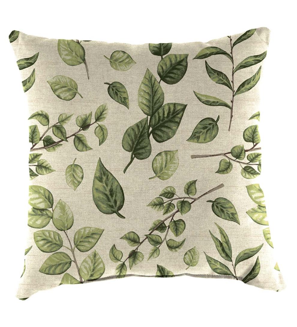 Plow &amp; Hearth Outdoor Furniture Cushions | Outdoor Living Polyester Classic Throw Pillow, 22" Sq. X 8" - Forest Green