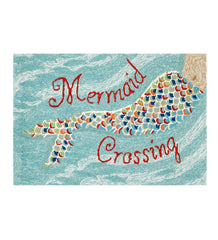 Plow &amp; Hearth Bath Accessories | Indoor Living Mermaid Crossing Accent Rug, 24"W X 36"L