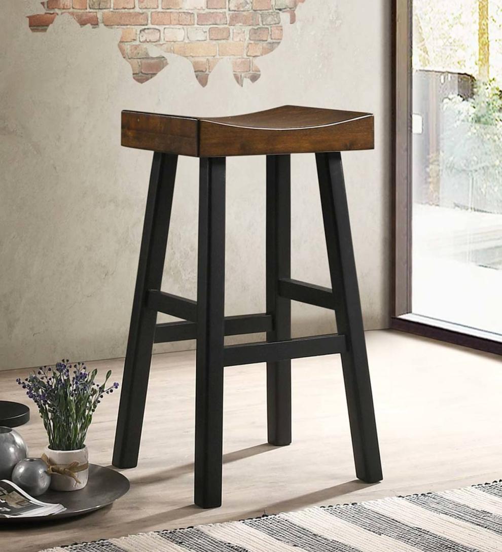 Plow &amp; Hearth Kitchen &amp; Bar Stools | Indoor Living 30" Wood Saddle Bar Stool - Antique White