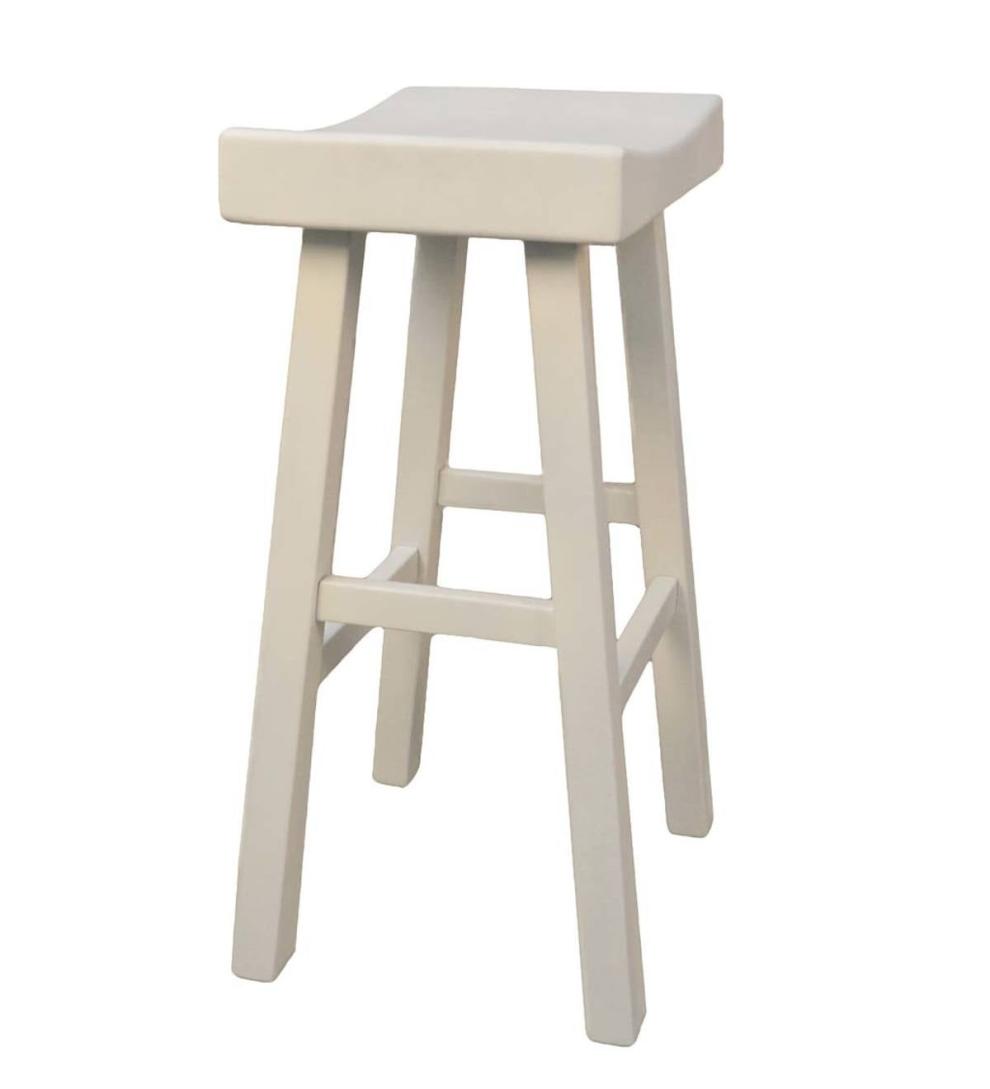 Plow &amp; Hearth Kitchen &amp; Bar Stools | Indoor Living 30" Wood Saddle Bar Stool - Antique White