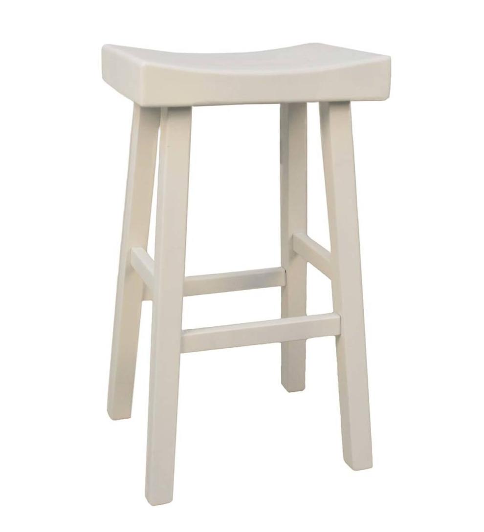 Plow &amp; Hearth Kitchen &amp; Bar Stools | Indoor Living 30" Wood Saddle Bar Stool - Antique White