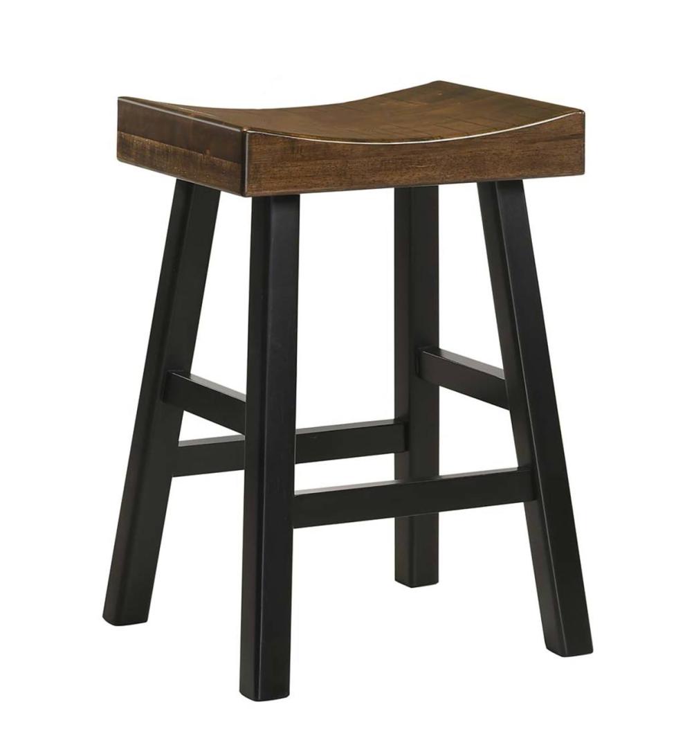 Plow &amp; Hearth Kitchen &amp; Bar Stools | Indoor Living 25" Wood Saddle Counter Stool - Antique White