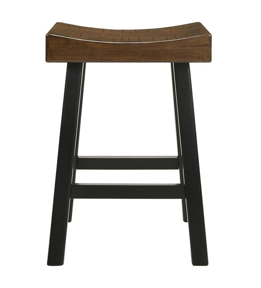 Plow &amp; Hearth Kitchen &amp; Bar Stools | Indoor Living 25" Wood Saddle Counter Stool - Antique White