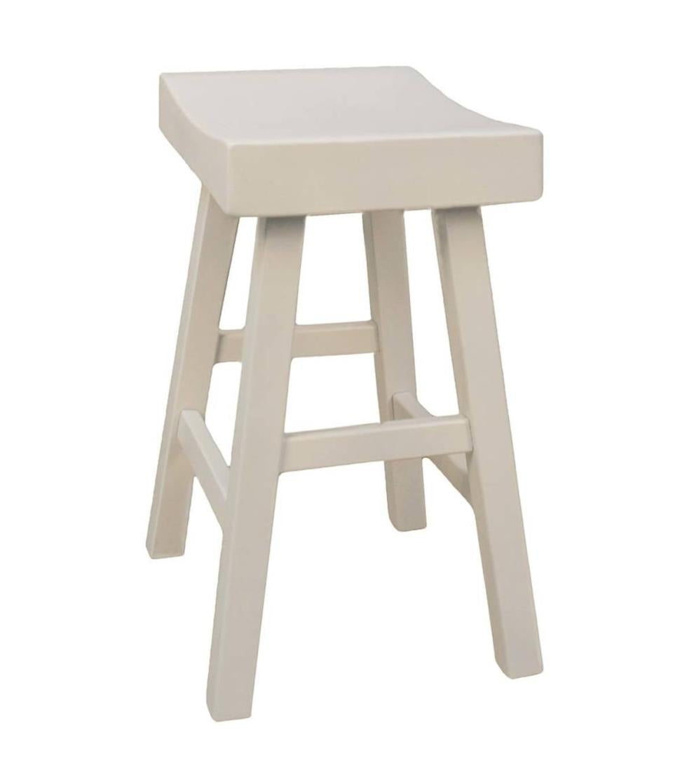 Plow &amp; Hearth Kitchen &amp; Bar Stools | Indoor Living 25" Wood Saddle Counter Stool - Antique White