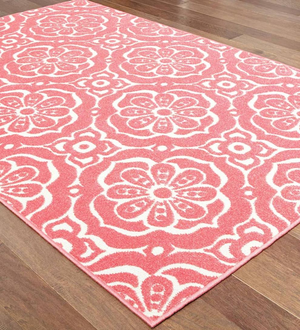 Plow &amp; Hearth Synthetic Rugs | Indoor Living Indoor/Outdoor Clearwater Tile Rug, 8' X 10' - Berry