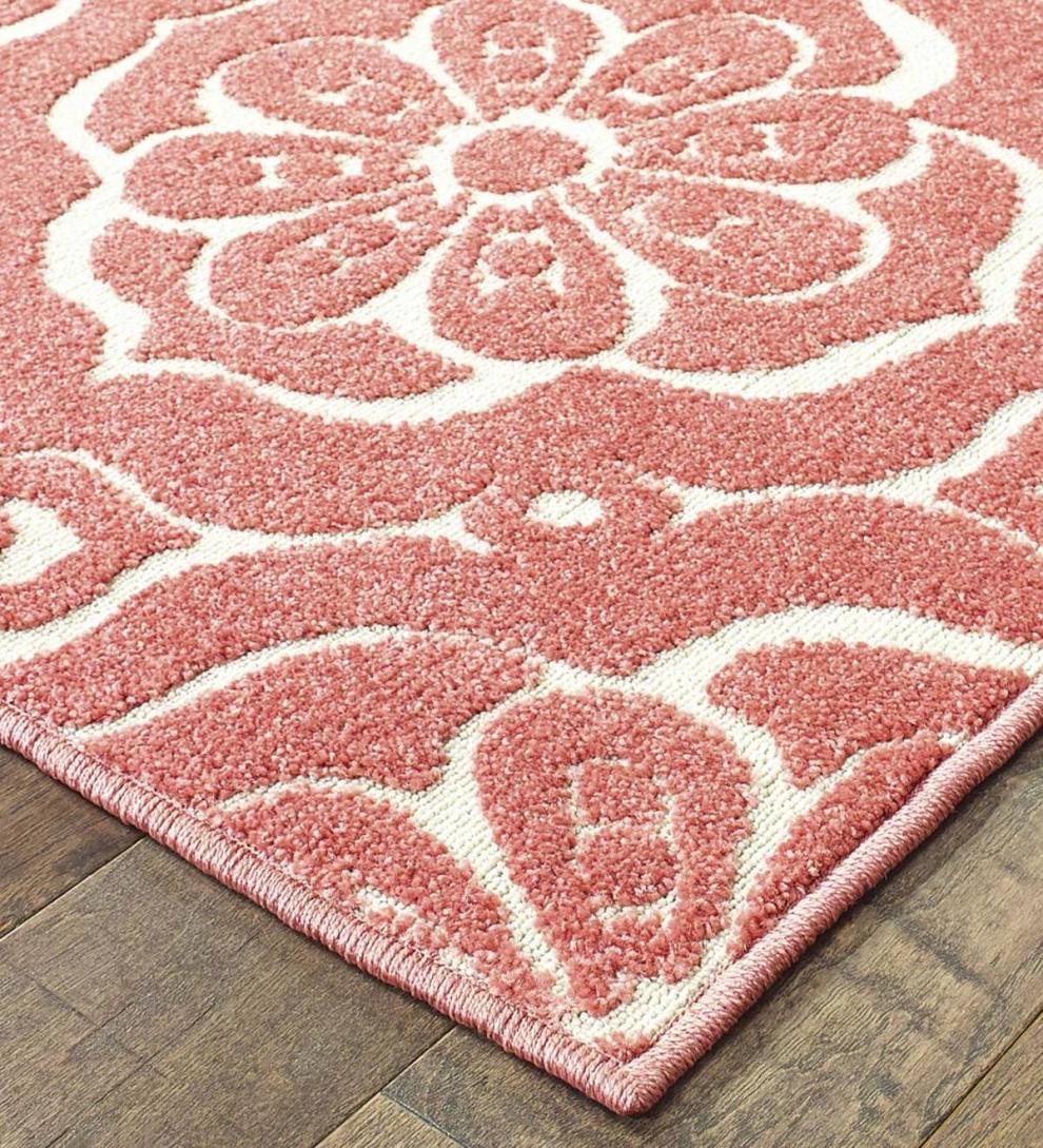 Plow &amp; Hearth Synthetic Rugs | Indoor Living Indoor/Outdoor Clearwater Tile Rug, 8' X 10' - Berry